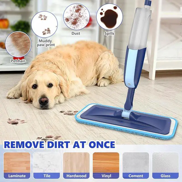 Alt view image 6 of 6 - Microfiber Wet Spray Mops for Hardwood Floor Cleaning, Dry Wet Dust Wood Floor Mop with 4 Reusable Washable Mop Pads Refills Fit for Swiffer Power Mop, Flat Floor Mop for Laminate Ceramic Vinyl Tile