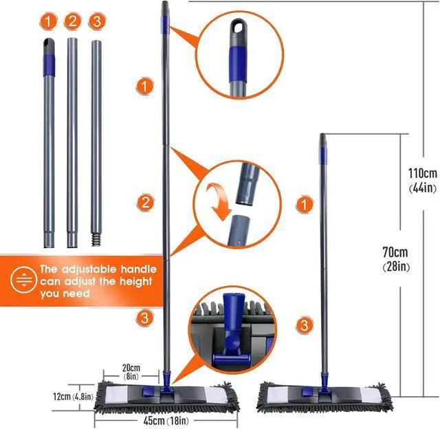 Alt view image 7 of 7 - MASTERTOP Professional Microfiber Mop - Flat Mop for Floor Cleaning, Wet & Dry Sweeper Dust Mop with 4 Mop Refills, Extendable Handle, Magic Floor Mop for Hardwood, Tiles, Laminate,Vinyl