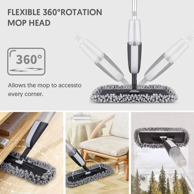 Alt view image 4 of 5 - Microfiber Spray Mop for Floor Cleaning - MANGOTIME Floor Mop Dry Wet Mop for Hardwood Laminate Tile Wood Floor Cleaning Kitchen Dust Mop with 3 Washable Pads 1 Refillable Bottle 1 Scraper