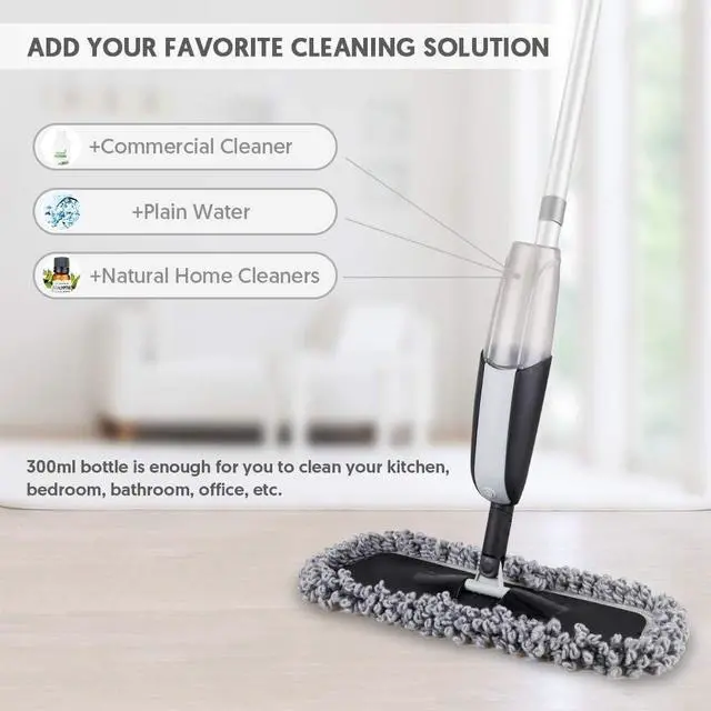 Alt view image 5 of 5 - Microfiber Spray Mop for Floor Cleaning - MANGOTIME Floor Mop Dry Wet Mop for Hardwood Laminate Tile Wood Floor Cleaning Kitchen Dust Mop with 3 Washable Pads 1 Refillable Bottle 1 Scraper
