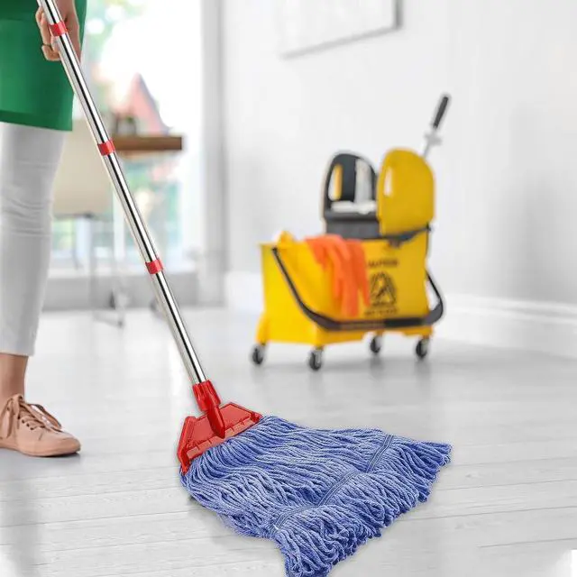 Alt view image 2 of 7 - Commercial Mop with 60" Mop Handle, Heavy Duty Industrial Cotton Mops for Floor Cleaning, Looped-End String Wet Mops for Home, Kitchen, Garage, Office, Workshop, Warehouse Concrete/Tile Floor