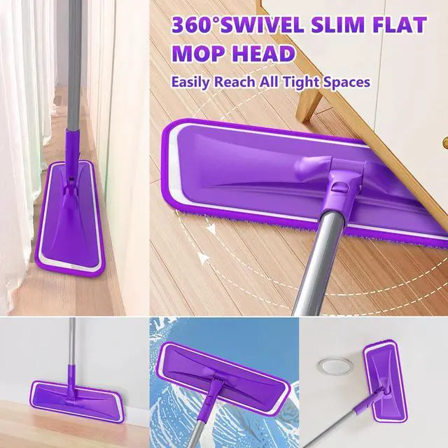 Alt view image 4 of 5 - Microfiber Mops for Floor Cleaning - BPAWA Flat Floor Mop with 4 Reusable Washable Mop Pads fit for Swiffer Powermop Kitchen Wet Dry Dust Mop for Hardwood Laminate Wood Tile Ceramic Vinyl Wall Floors