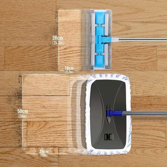 Alt view image 2 of 7 - Masthome Large Surface Microfiber Flat Mop with 5 Reusable Mop Heads Cleaning Comb and Telescopic Handle Household Mop for Hardwood Laminate Tile Ceramic Floor Cleaning