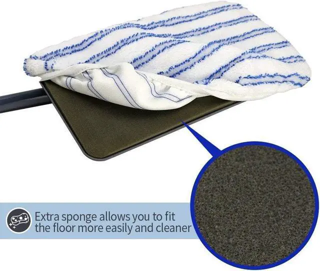 Alt view image 4 of 7 - Masthome Large Surface Microfiber Flat Mop with 5 Reusable Mop Heads Cleaning Comb and Telescopic Handle Household Mop for Hardwood Laminate Tile Ceramic Floor Cleaning