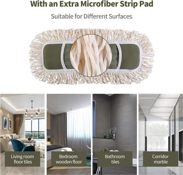 Alt view image 3 of 7 - Eyliden Dust Mop with Reusable Washable Pads - One Touch Replacement, Height Adjustable Handle, Total 2 Mop Cloths, Wet Dry Mops for Floor Cleaning, Hardwood, Laminate, Tile Floor Push Dust Broom