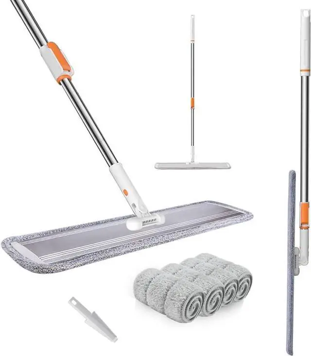 Main image of Microfiber Flat Mop 32 in Large Mops for Floor Cleaning Commercial Dust Dry Wet Mops on Hardwood Floors with 4 Washable Pads Aluminium Telescopic Long Handle Floor Cleaning Tools