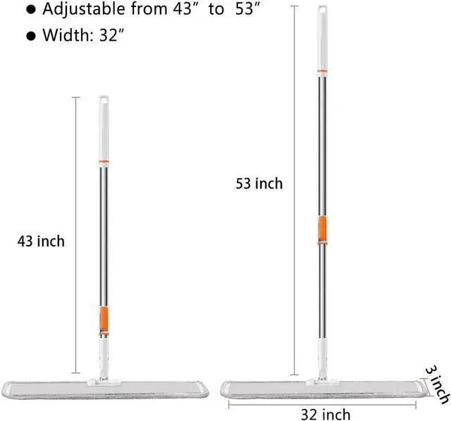 Alt view image 2 of 7 - Microfiber Flat Mop 32 in Large Mops for Floor Cleaning Commercial Dust Dry Wet Mops on Hardwood Floors with 4 Washable Pads Aluminium Telescopic Long Handle Floor Cleaning Tools