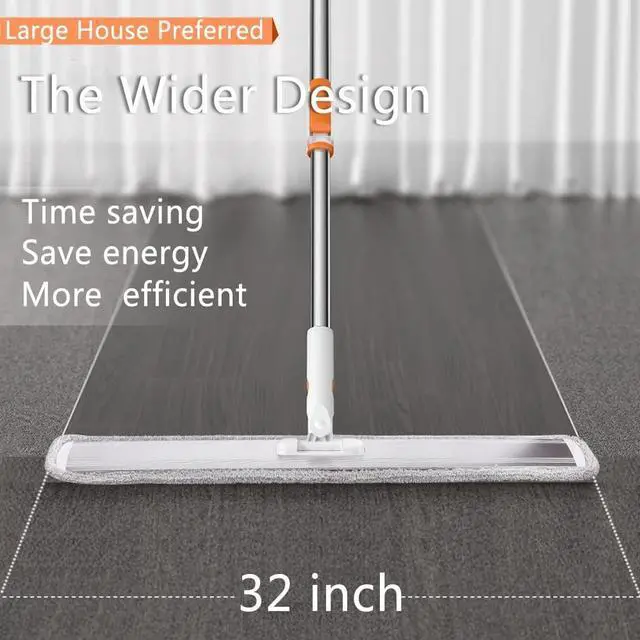 Alt view image 4 of 7 - Microfiber Flat Mop 32 in Large Mops for Floor Cleaning Commercial Dust Dry Wet Mops on Hardwood Floors with 4 Washable Pads Aluminium Telescopic Long Handle Floor Cleaning Tools
