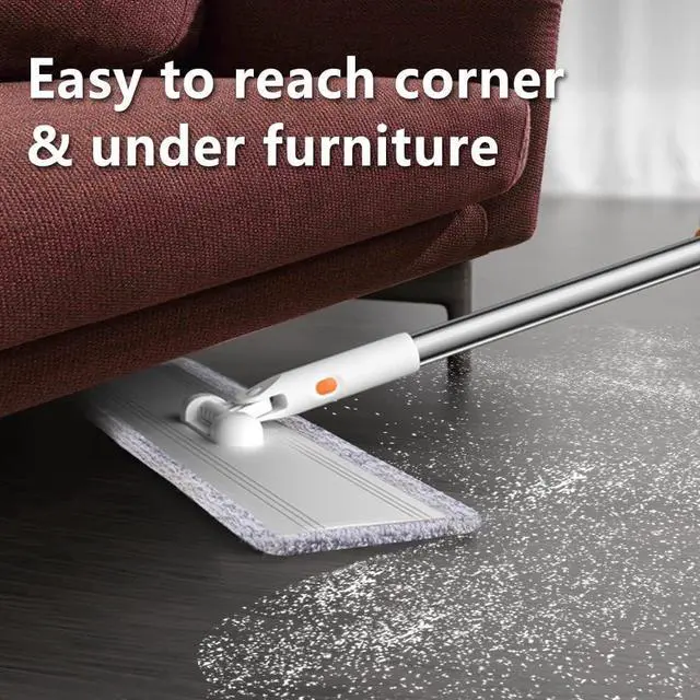 Alt view image 7 of 7 - Microfiber Flat Mop 32 in Large Mops for Floor Cleaning Commercial Dust Dry Wet Mops on Hardwood Floors with 4 Washable Pads Aluminium Telescopic Long Handle Floor Cleaning Tools