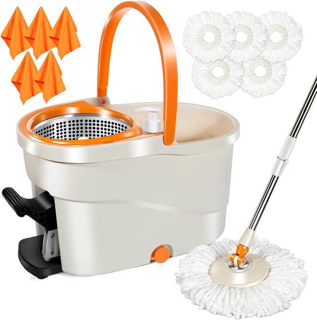 MASTERTOP 12L 2024 Magic Wheel Spin Mop and Stainless Steel Rotating Bucket Set