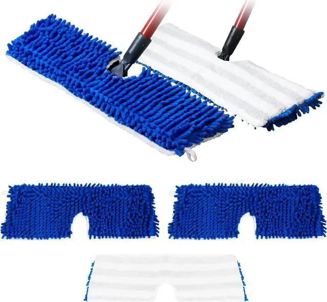 Main image of Houseables Dust Mop Replacement Head, Floor Mop Pads, Reusable Microfiber Flip Pads, Refill, Dust Head Replacement, Covers Washable, Refills, Flat, Dry, Wet, Rectangular, Double Sided, 18 Inch, 3 PK