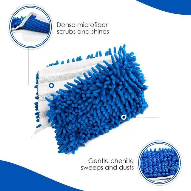 Alt view image 4 of 7 - Houseables Dust Mop Replacement Head, Floor Mop Pads, Reusable Microfiber Flip Pads, Refill, Dust Head Replacement, Covers Washable, Refills, Flat, Dry, Wet, Rectangular, Double Sided, 18 Inch, 3 PK