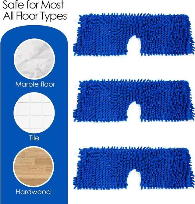 Alt view image 7 of 7 - Houseables Dust Mop Replacement Head, Floor Mop Pads, Reusable Microfiber Flip Pads, Refill, Dust Head Replacement, Covers Washable, Refills, Flat, Dry, Wet, Rectangular, Double Sided, 18 Inch, 3 PK