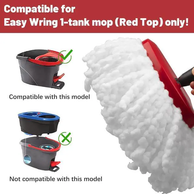 Alt view image 2 of 7 - 4 Pack Mop Replacement Heads Compatible with Ocedar Mop Replace Head EasyWring Spin Mop Heads Replacements - Includes 1 Rotating Mop Base, Microfiber Mop Refills, Easy Cleaning Mop Head Replacement