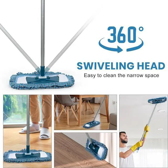 Alt view image 6 of 7 - MAVRIZ Microfiber Mops for Floor Cleaning Wet and Dry Mop with 58" Long Handle, Washable Mop Pad 360° Rotating Flat Mop for Hardwood, Laminate, Tile Floor