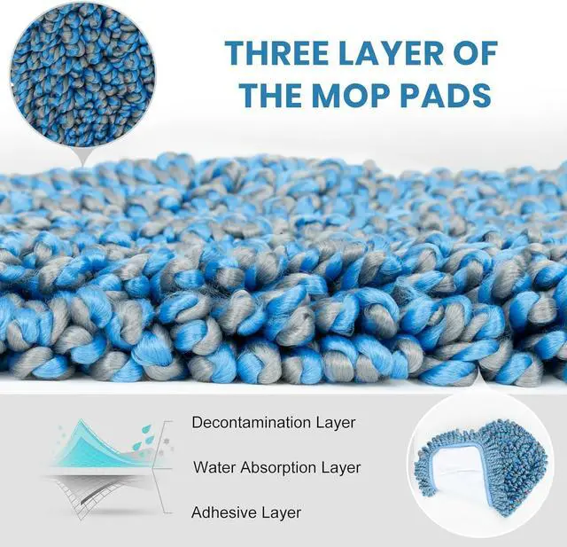 Alt view image 3 of 7 - MAVRIZ Microfiber Mops for Floor Cleaning Wet and Dry Mop with 58" Long Handle, Washable Mop Pad 360° Rotating Flat Mop for Hardwood, Laminate, Tile Floor