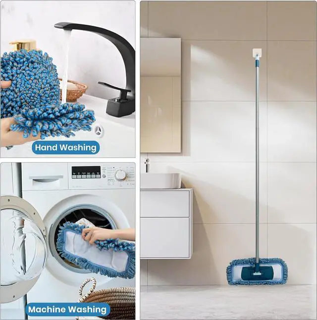 Alt view image 5 of 7 - MAVRIZ Microfiber Mops for Floor Cleaning Wet and Dry Mop with 58" Long Handle, Washable Mop Pad 360° Rotating Flat Mop for Hardwood, Laminate, Tile Floor