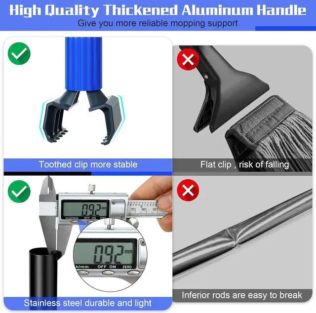 Alt view image 3 of 7 - Heavy Duty Commercial Mop Industrial Cotton Mop with Extra Replacement Mop Head,Looped-End String Wet Mop for Floor Cleaning, Long Handle Janitorial Mop for Home,Garage,Office,Workshop, Warehouse
