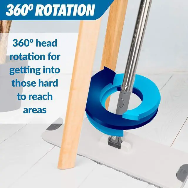 Alt view image 6 of 7 - X3 Mop, Separates Dirty and Clean Water, 3-Chamber Design, Flat Mop and Bucket Set, Hands Free Home Floor Cleaning, 3 Reusable Microfiber Mop Pads Included