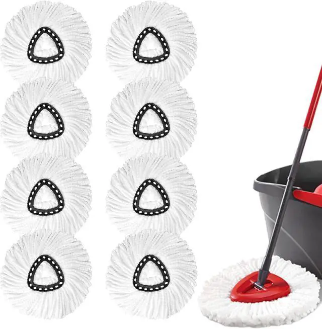 Main image of 8Pack Spin Mop Replacement Heads,Spinning Mop Replace Head for Floor Cleaning, 100% Microfiber Mop Head Replacement Compatible with Triangle Spin Mop Refill for Easy Wring Mop,White