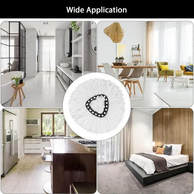 Alt view image 6 of 6 - 8Pack Spin Mop Replacement Heads,Spinning Mop Replace Head for Floor Cleaning, 100% Microfiber Mop Head Replacement Compatible with Triangle Spin Mop Refill for Easy Wring Mop,White