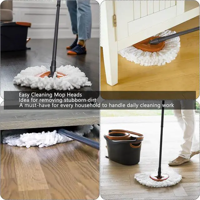 Alt view image 5 of 6 - 8Pack Spin Mop Replacement Heads,Spinning Mop Replace Head for Floor Cleaning, 100% Microfiber Mop Head Replacement Compatible with Triangle Spin Mop Refill for Easy Wring Mop,White