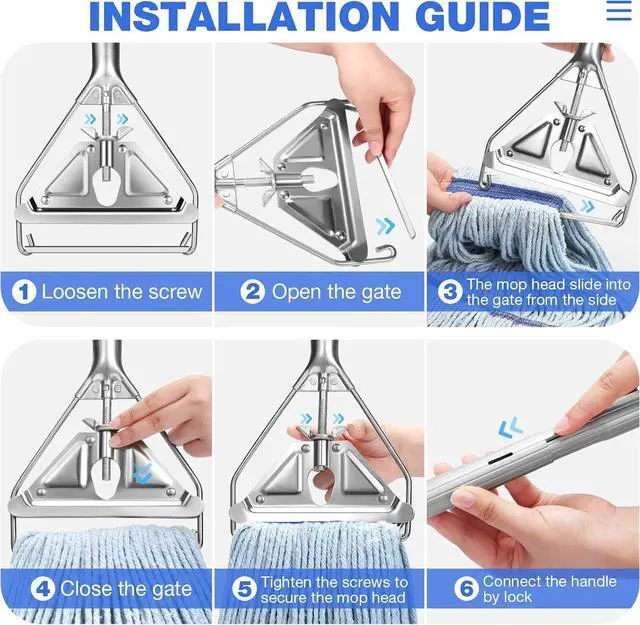 Alt view image 7 of 7 - String Mop for Floor Cleaning - Heavy Duty Industrial Commercial Mop with Extra Replacement Mop Head , 59inch Mop Handle, Wet Mop for Home,Garage,Office, Workshop, Warehouse Floor Cleaning