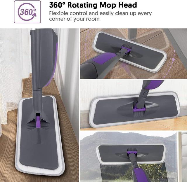 Alt view image 4 of 7 - Spray Mop for Floor Cleaning - HOMSIER Microfiber Floor Mops Wet Dry Flat Mop with 550ML Refillable Bottle 3 Washable Pads Replacement, Dust Mop for Wooden Laminate Tile Marble Kitchen Hard Floors