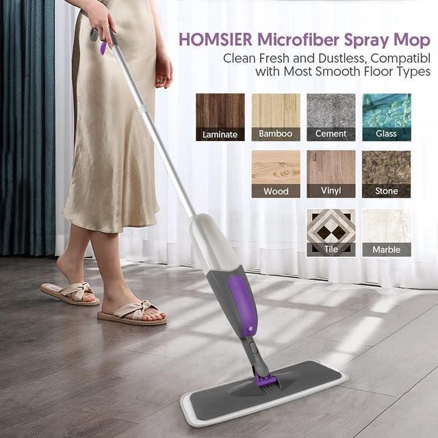 Alt view image 7 of 7 - Spray Mop for Floor Cleaning - HOMSIER Microfiber Floor Mops Wet Dry Flat Mop with 550ML Refillable Bottle 3 Washable Pads Replacement, Dust Mop for Wooden Laminate Tile Marble Kitchen Hard Floors
