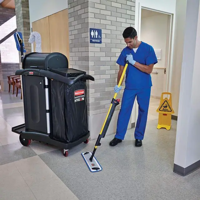 Alt view image 7 of 7 - Rubbermaid Commercial Products HYGEN Pulse Single Sided Microfiber Spray Mop Kit for Hardwood/Tile/Laminated Floors Yellow Perfect for Kitchen/Lobby/Bathroom Cleaning