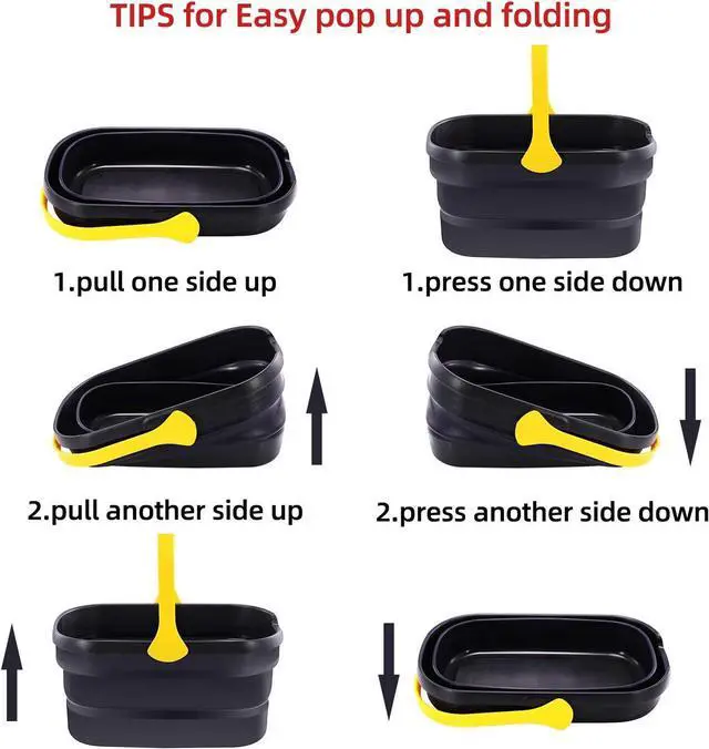 Alt view image 4 of 7 - Yocada Collapsible Plastic Bucket Mop Bucket 10L (2.6Gallon) Cleaning Washing Basket for Sponge&Flat&Cotton Mop Cleaning Washing