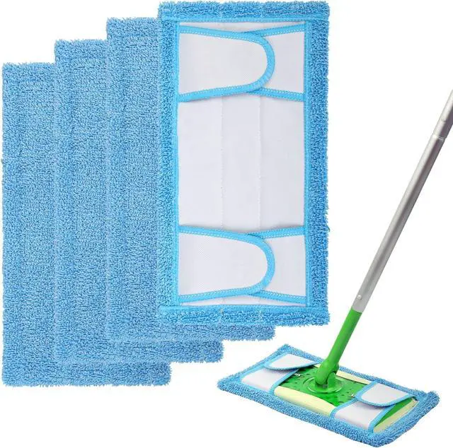 Main image of Reusable Mop Pad for Swiffer Sweeper Mop, 12.5'' Microfiber Mop Pad Refill Washable for Hard Floor Baseboard Cleaning, Wet/Dry Cleaning Pad, 4 Pack