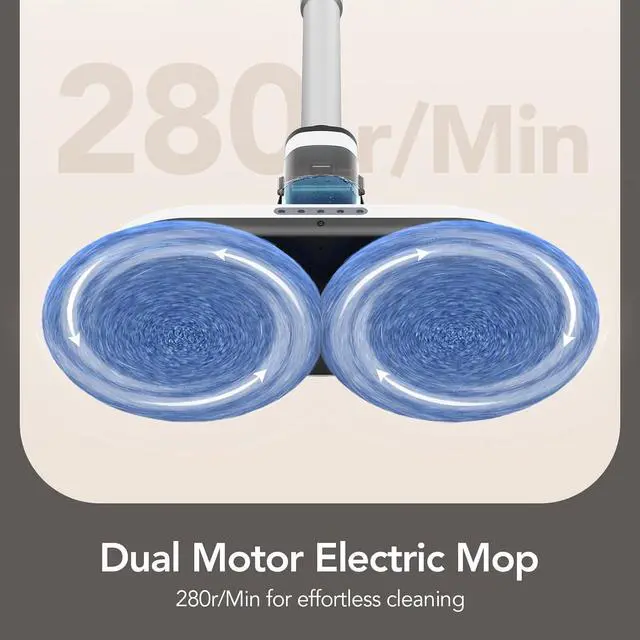 Alt view image 5 of 7 - iDOO Electric Mop, Upgraded Floor Scrubber Electric Spin Mop with LED Headlight, Rechargeable Dust Mop Cordless Dual-Motor Hardwood Floor Mop Spray Mop Clean up to 2350 ft², 46dB Quiet Clean & Waxing