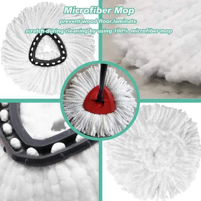Alt view image 3 of 7 - 10 PCS Spin Mop Replacement Head,100% Microfiber Mop Refills Head Compatible with Triangle Spin Mop, 360 Degree Micro Spinning Mop Replace Head for Easy House Cleaning Floor Mopping