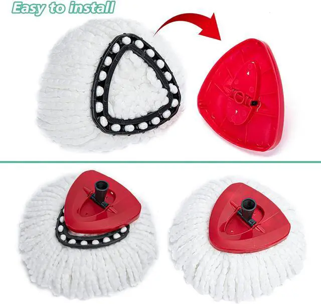 Alt view image 5 of 7 - 10 PCS Spin Mop Replacement Head,100% Microfiber Mop Refills Head Compatible with Triangle Spin Mop, 360 Degree Micro Spinning Mop Replace Head for Easy House Cleaning Floor Mopping