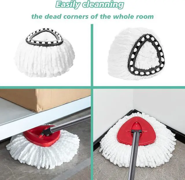 Alt view image 6 of 7 - 10 PCS Spin Mop Replacement Head,100% Microfiber Mop Refills Head Compatible with Triangle Spin Mop, 360 Degree Micro Spinning Mop Replace Head for Easy House Cleaning Floor Mopping