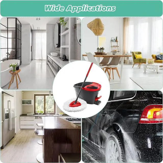 Alt view image 7 of 7 - 10 PCS Spin Mop Replacement Head,100% Microfiber Mop Refills Head Compatible with Triangle Spin Mop, 360 Degree Micro Spinning Mop Replace Head for Easy House Cleaning Floor Mopping