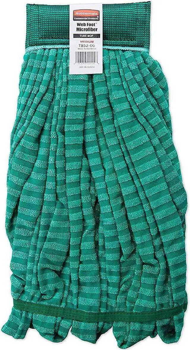 Main image of Rubbermaid Commercial Products Web Foot® Medium 20 Ounce Microfiber Tube Wet Mop, 5" Headband, Green, for General Purpose Floor Cleaning, Abrasive Cleaning, and Heady-Duty Scrubbing