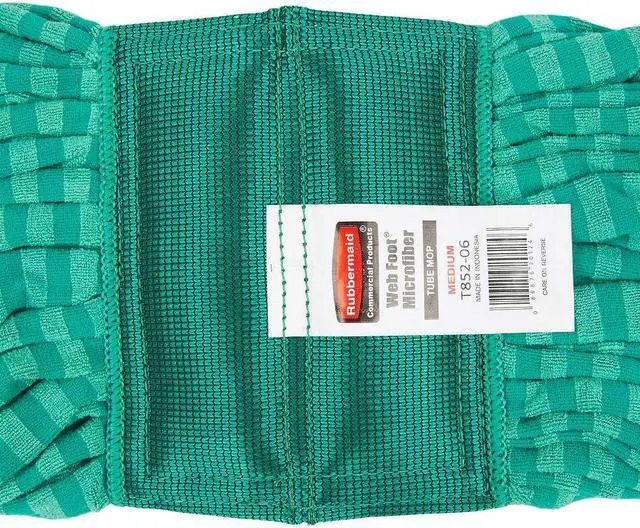 Alt view image 2 of 7 - Rubbermaid Commercial Products Web Foot® Medium 20 Ounce Microfiber Tube Wet Mop, 5" Headband, Green, for General Purpose Floor Cleaning, Abrasive Cleaning, and Heady-Duty Scrubbing