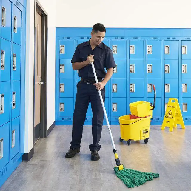 Alt view image 6 of 7 - Rubbermaid Commercial Products Web Foot® Medium 20 Ounce Microfiber Tube Wet Mop, 5" Headband, Green, for General Purpose Floor Cleaning, Abrasive Cleaning, and Heady-Duty Scrubbing