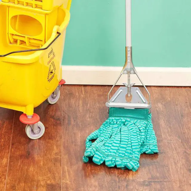 Alt view image 7 of 7 - Rubbermaid Commercial Products Web Foot® Medium 20 Ounce Microfiber Tube Wet Mop, 5" Headband, Green, for General Purpose Floor Cleaning, Abrasive Cleaning, and Heady-Duty Scrubbing