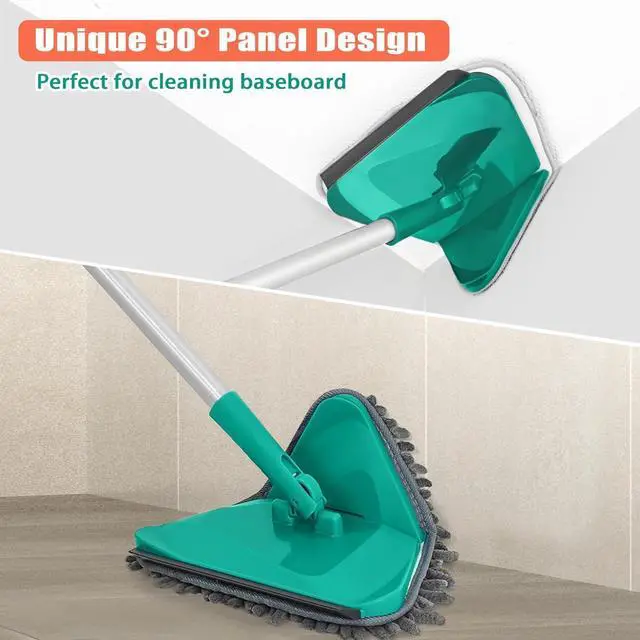 Alt view image 4 of 6 - JEHONN Wall Cleaner Mop with Long Handle 82 Inches, 3-in-1 Ceiling Cleaning Tool Duster with 6 Replacement Microfiber Chenille Pads for Painted Walls, Baseboard, Window, Floor (Green)