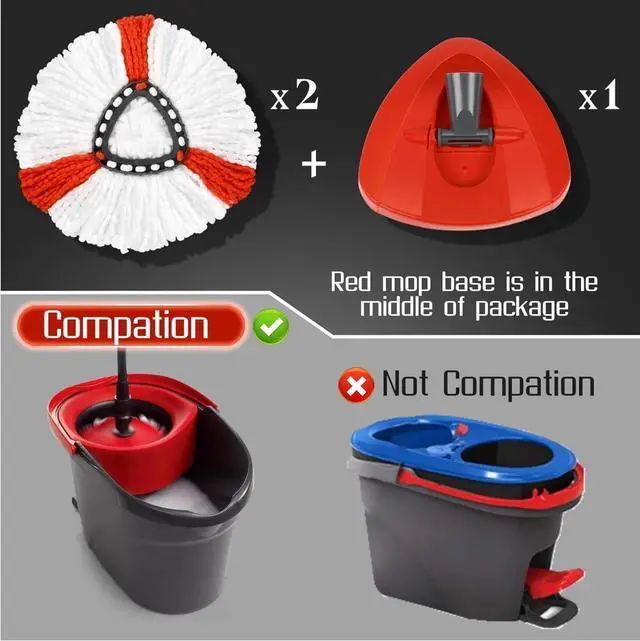 Alt view image 2 of 7 - Spin Mop Replacement Handle Mop Head Base for O Ceda EasyWring 1-Tank System - Microfiber Mop for Floor Cleaning Set Include 2 Replace Mop Refills,1 Replacement Handle,1 Mop Base