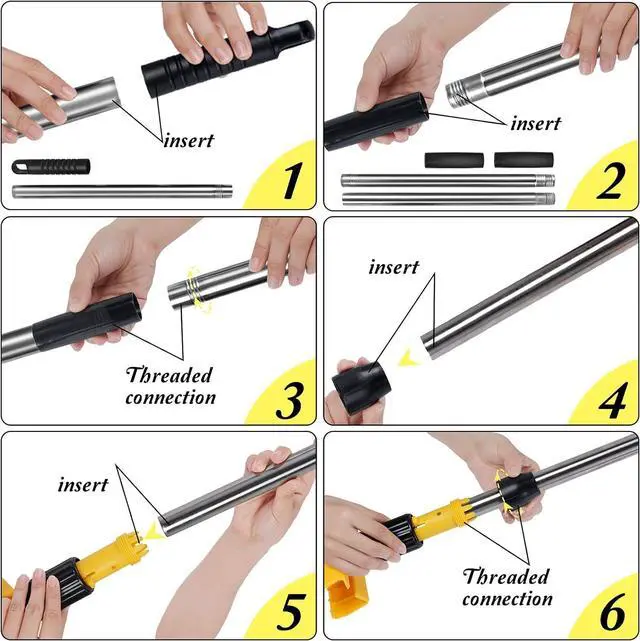 Alt view image 2 of 7 - Masthome Commercial Loop-End String Wet Mop, Industrial Grade Heavy Duty Floor Mop, 55'' Stainless Steel Pole Jaw Clamp for Floor Cleaning (Total 2 Pcs String Mop Heads)