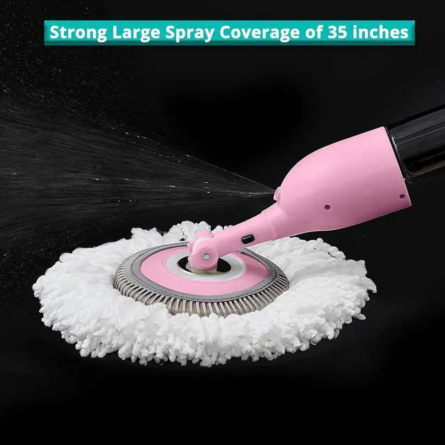 Alt view image 2 of 7 - True & Tidy® Clean Everywhere Spray Mop Kit Premium Floor Spray Mop - Includes Flat Mop Head, Round Mop Head, Squeegee Mop Head (Pink)