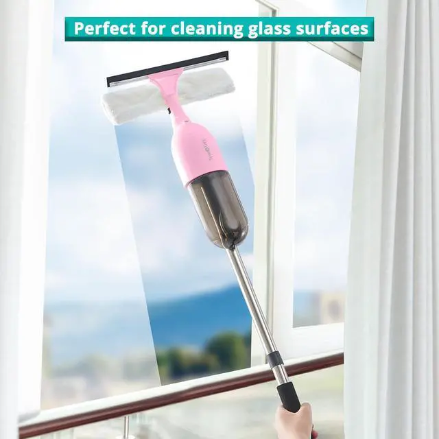 Alt view image 5 of 7 - True & Tidy® Clean Everywhere Spray Mop Kit Premium Floor Spray Mop - Includes Flat Mop Head, Round Mop Head, Squeegee Mop Head (Pink)