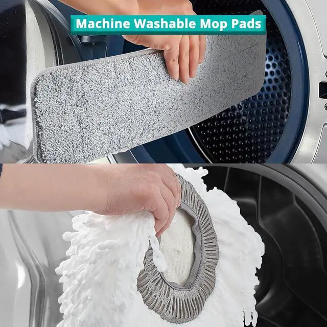 Alt view image 7 of 7 - True & Tidy® Clean Everywhere Spray Mop Kit Premium Floor Spray Mop - Includes Flat Mop Head, Round Mop Head, Squeegee Mop Head (Pink)