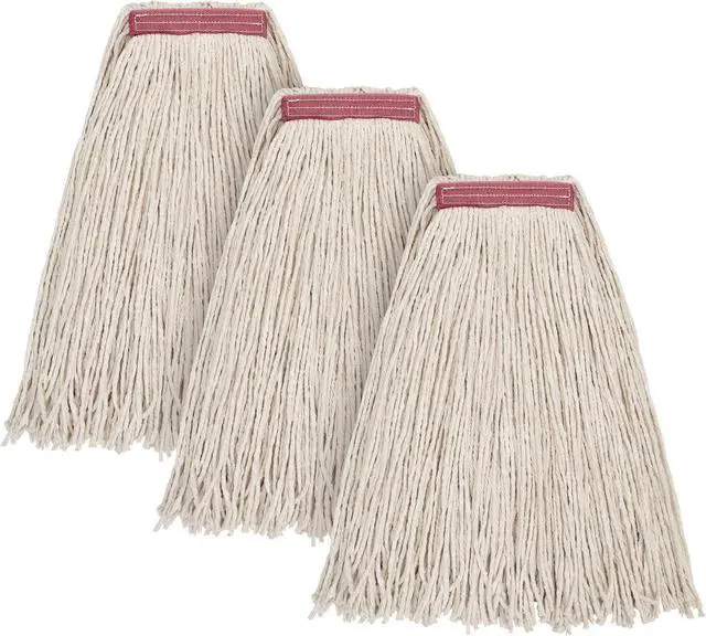 Main image of Matthew Cleaning 16oz 3Pack Cotton Floor Mop,Cotton Looped-Open String Heavy Duty String Refills, Universal Headband Blend,Mop Head Replacement for Home, Industrial and Commercial Use(White)