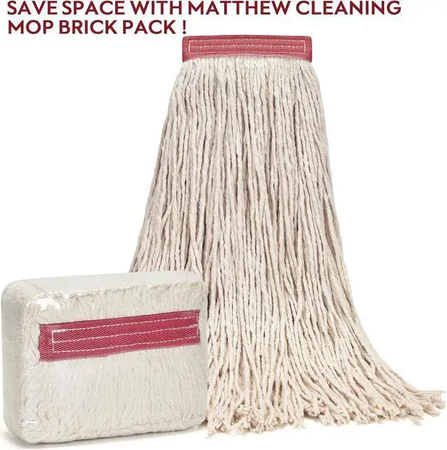 Alt view image 4 of 6 - Matthew Cleaning 16oz 3Pack Cotton Floor Mop,Cotton Looped-Open String Heavy Duty String Refills, Universal Headband Blend,Mop Head Replacement for Home, Industrial and Commercial Use(White)