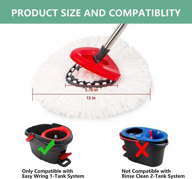 Alt view image 2 of 7 - [ 6 Pack ]Mop Heads Replacements, Spin Mop Replacement Head Deep Cleaning Machine Washable and Easy-to-Replace,Spin Mop Refill Replacement Head 100% Microfiber,Mop Head for O-Ceda EasyWrin(White)
